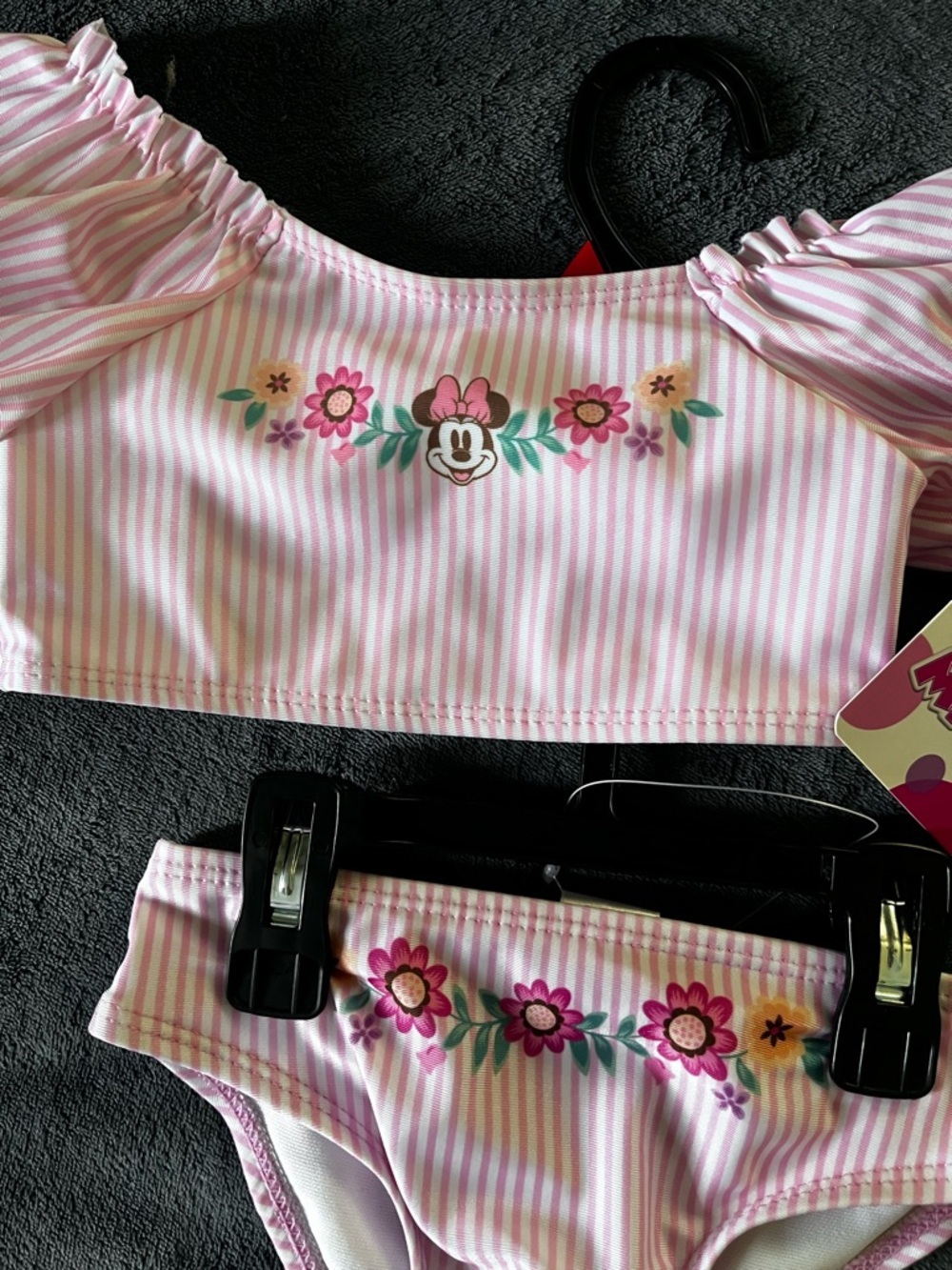 Girls Disney Minnie Pink Bikini 2 Pc Swimsuit ~ Puff Sleeve Size 2T - Picture 5 of 7